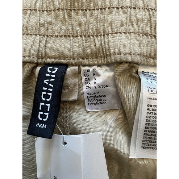 NWT H&M Divided Woman's Light Beige Canvas Cargo Pants Size 8 - Picture 7 of 10